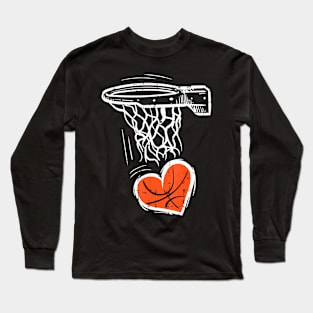 Valentines Day Basketball Heart  Girls Kids Toddler Long Sleeve T-Shirt